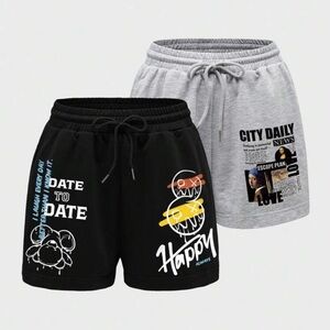 2 SHEIN Women's Athletic Shorts - Black and Gray